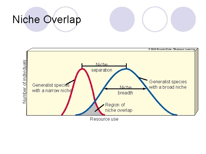 Number of individuals Niche Overlap Niche separation Generalist species with a narrow niche Niche