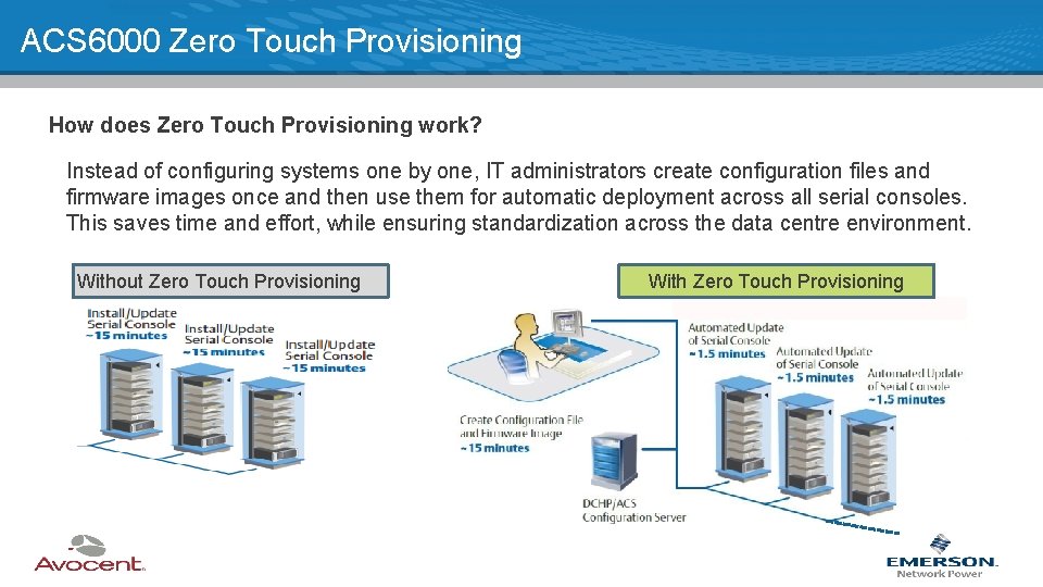 ACS 6000 Zero Touch Provisioning How does Zero Touch Provisioning work? Instead of configuring
