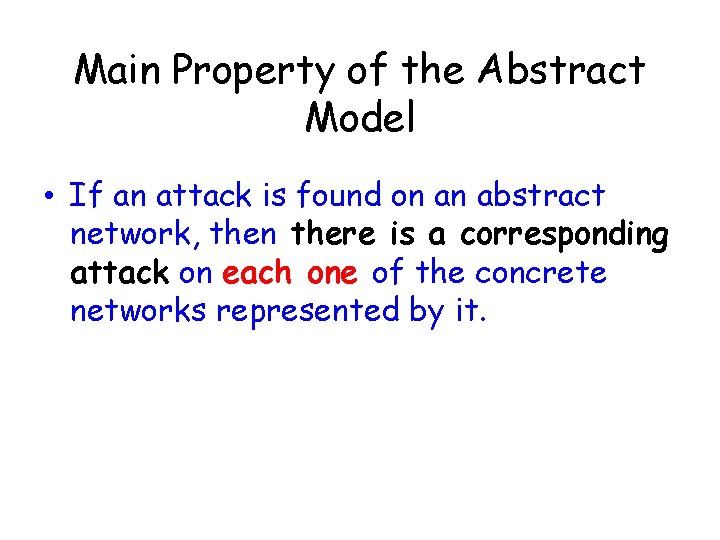 Main Property of the Abstract Model • If an attack is found on an