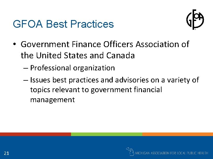 GFOA Best Practices • Government Finance Officers Association of the United States and Canada