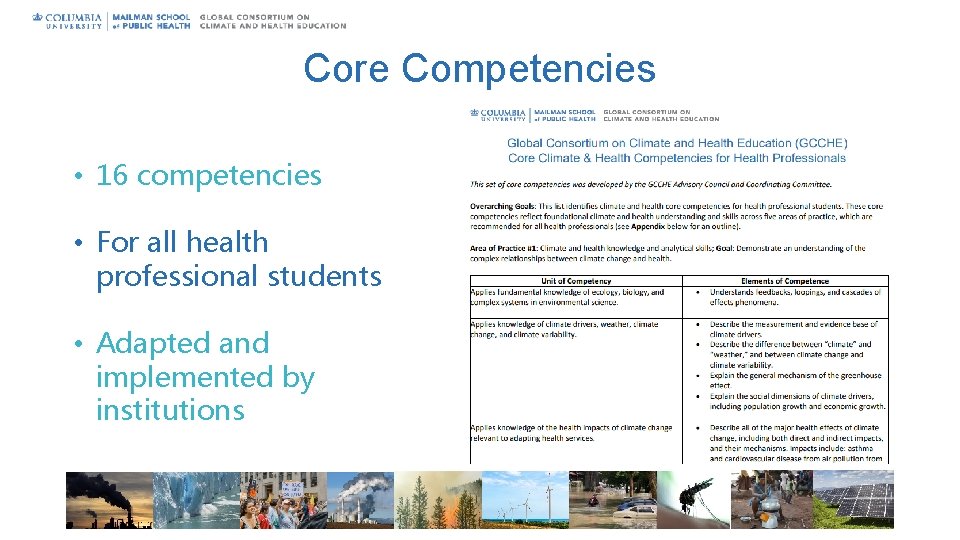 Core Competencies • 16 competencies • For all health professional students • Adapted and