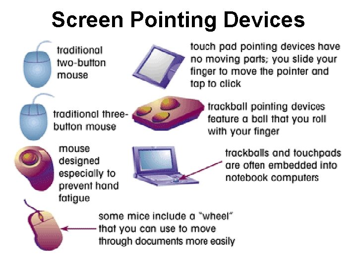 Screen Pointing Devices Screen Pointing Devices