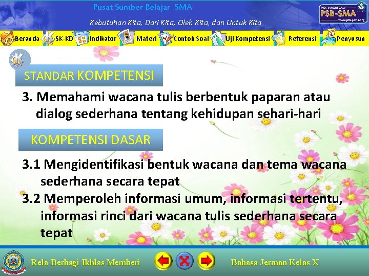 Pusat Sumber Belajar SMA Kebutuhan Kita, Dari Kita, Oleh Kita, dan Untuk Kita Beranda