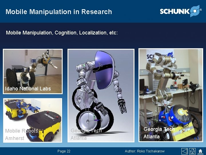 Mobile Manipulation in Research Mobile Manipulation, Cognition, Localization, etc: Idaho National Labs Georgia Tech