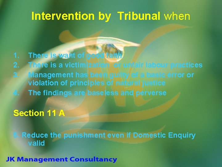 Intervention by Tribunal when 1. 2. 3. 4. There is want of good faith