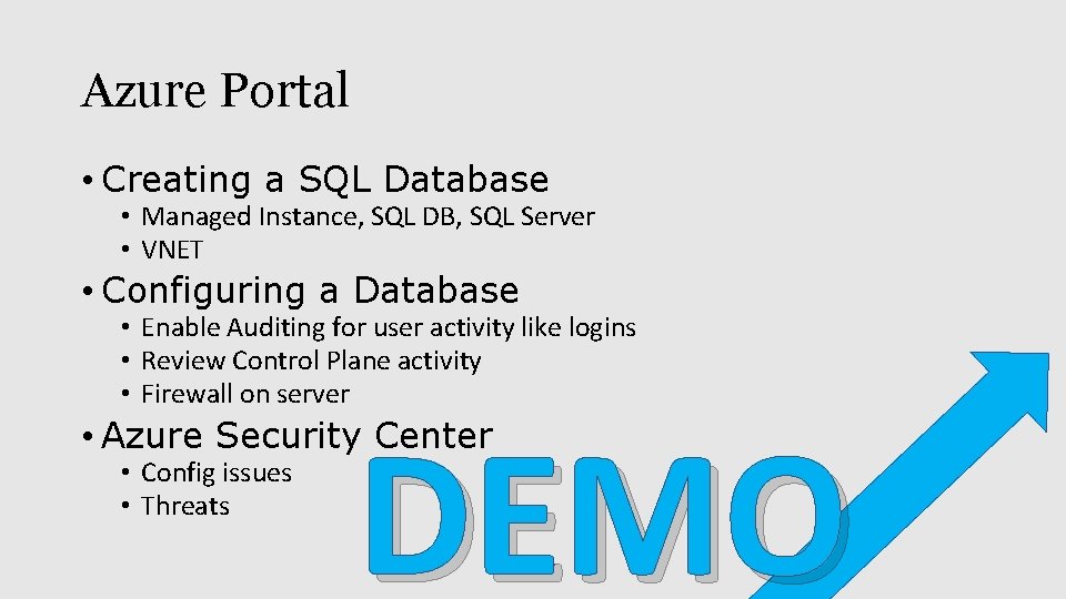 Azure Portal • Creating a SQL Database • Managed Instance, SQL DB, SQL Server