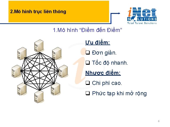 2. Mô hình trục liên thông 1. Mô hình “Điểm đến Điểm” Ưu điểm: