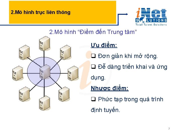 2. Mô hình trục liên thông 2. Mô hình “Điểm đến Trung tâm” Ưu