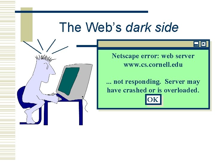 The Web’s dark side Netscape error: web server www. cs. cornell. edu. . .