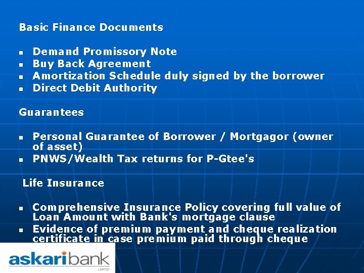  Basic Finance Documents Demand Promissory Note n Buy Back Agreement n Amortization Schedule