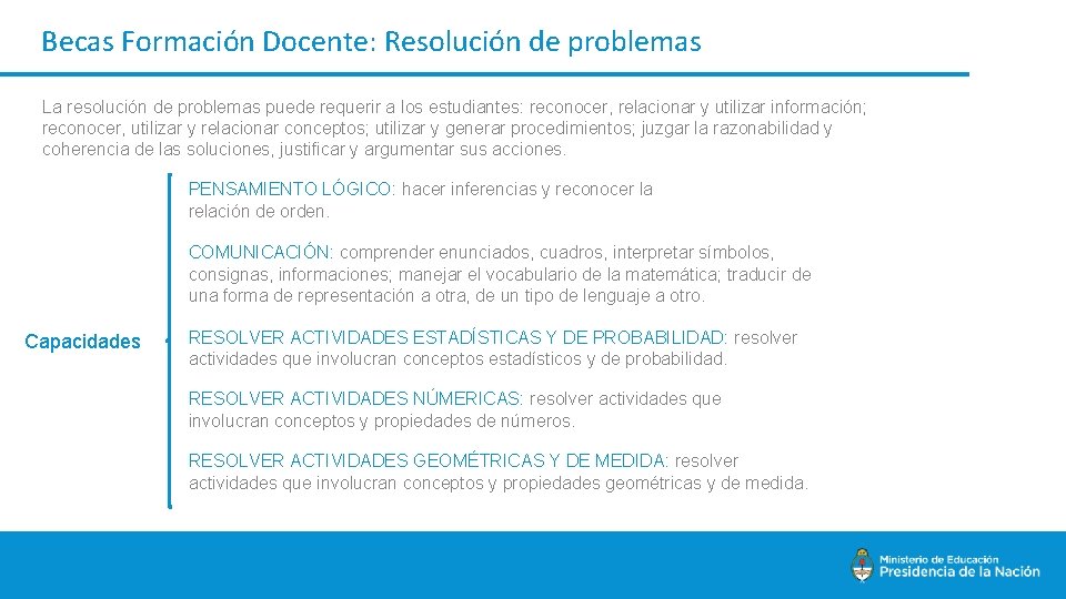Becas Formación Docente: Resolución de problemas La resolución de problemas puede requerir a los