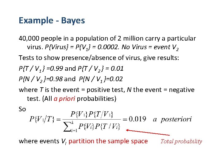 Example - Bayes 40, 000 people in a population of 2 million carry a