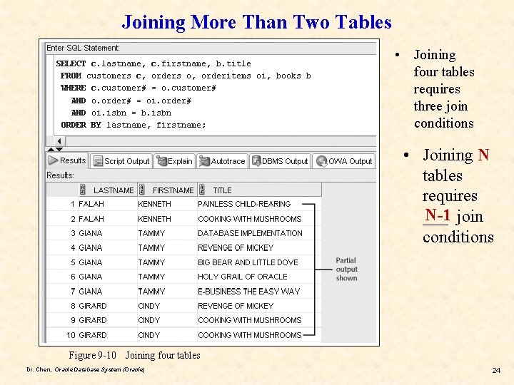 Joining More Than Two Tables • Joining four tables requires three join conditions •