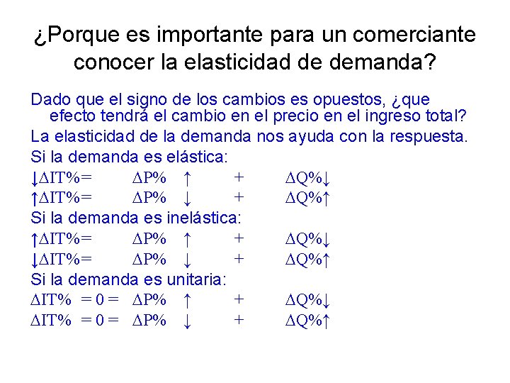 ¿Porque es importante para un comerciante conocer la elasticidad de demanda? Dado que el