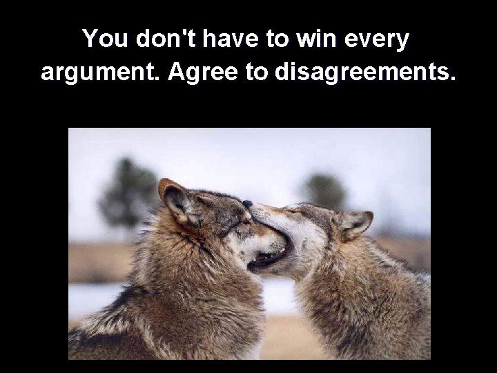  You don't have to win every argument. Agree to disagreements. 