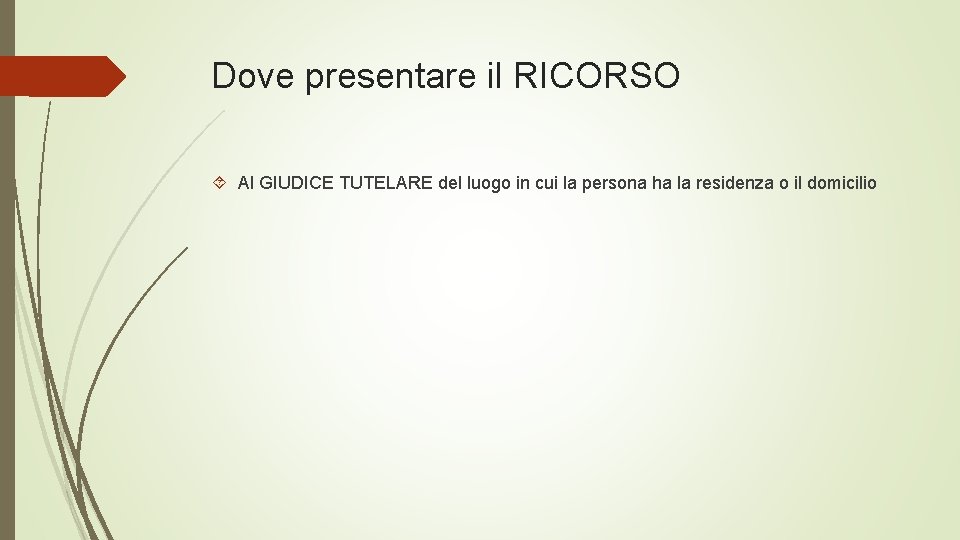 Dove presentare il RICORSO Al GIUDICE TUTELARE del luogo in cui la persona ha