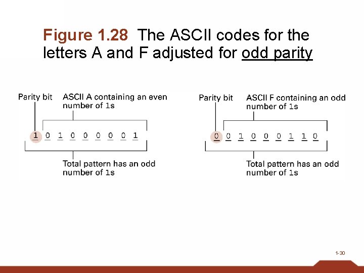 Figure 1. 28 The ASCII codes for the letters A and F adjusted for