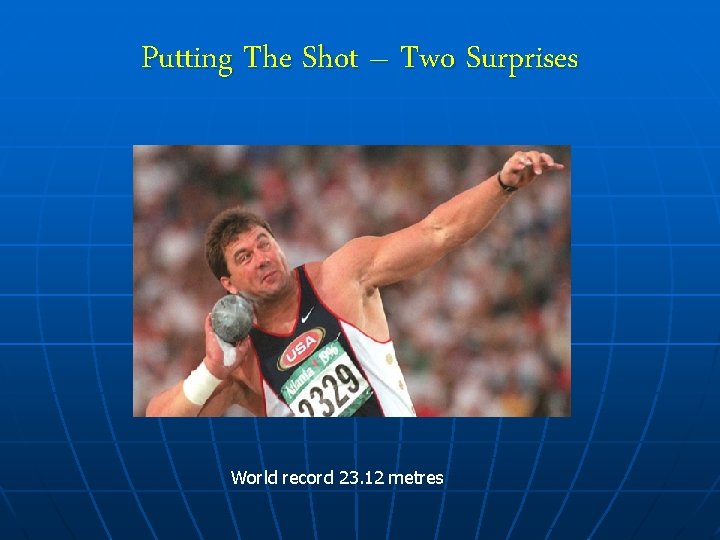 Putting The Shot – Two Surprises World record 23. 12 metres 