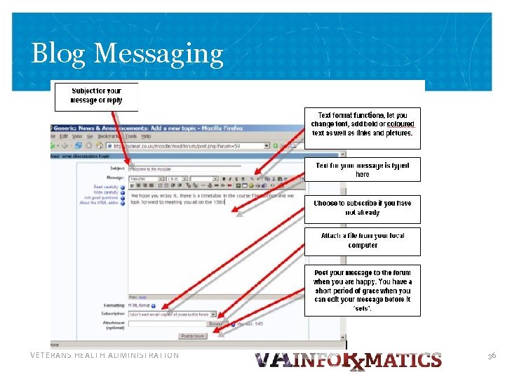 Blog Messaging VETERANS HEALTH ADMINISTRATION 36 