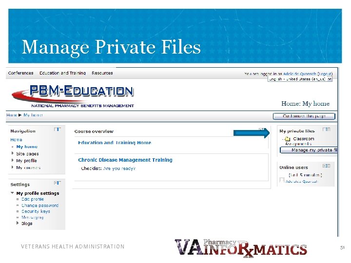 Manage Private Files VETERANS HEALTH ADMINISTRATION 51 