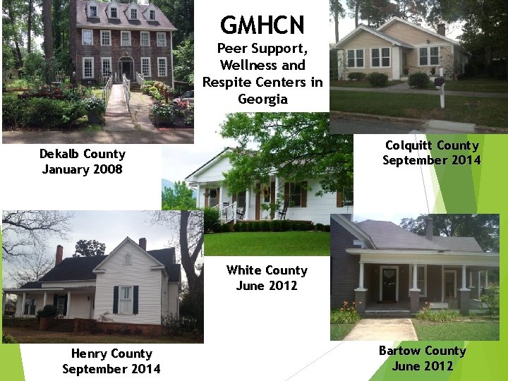 GMHCN Peer Support, Wellness and Respite Centers in Georgia Colquitt County September 2014 Dekalb