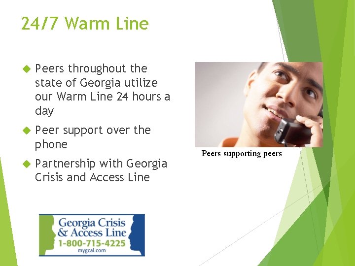 24/7 Warm Line Peers throughout the state of Georgia utilize our Warm Line 24