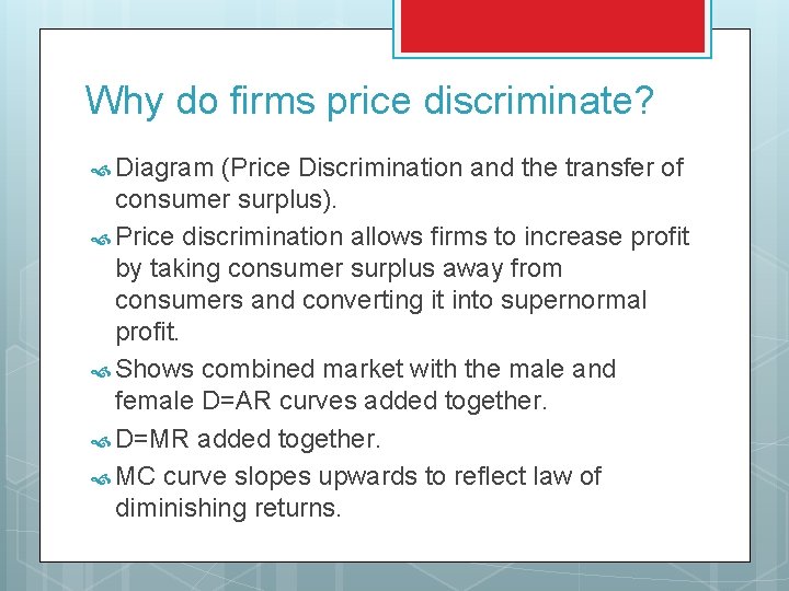 Why do firms price discriminate? Diagram (Price Discrimination and the transfer of consumer surplus).