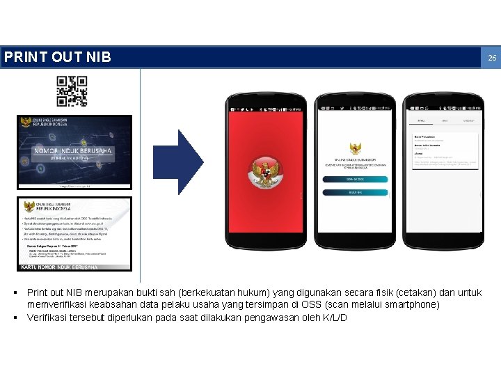 PRINT OUT NIB § Print out NIB merupakan bukti sah (berkekuatan hukum) yang digunakan