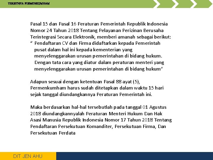 TERBITNYA PERMENKUMHAM Pasal 15 dan Pasal 16 Peraturan Pemerintah Republik Indonesia Nomor 24 Tahun