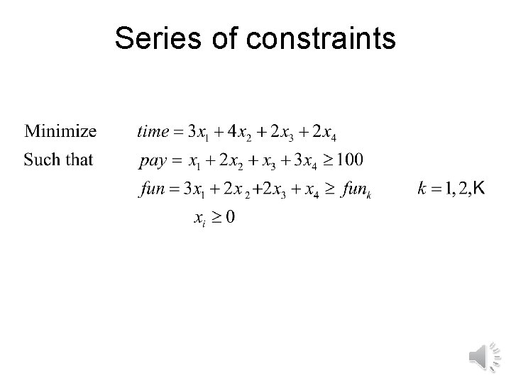 Series of constraints 
