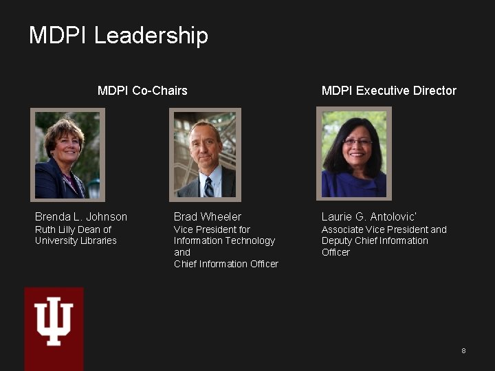 MDPI Leadership MDPI Co-Chairs MDPI Executive Director Brenda L. Johnson Brad Wheeler Laurie G.