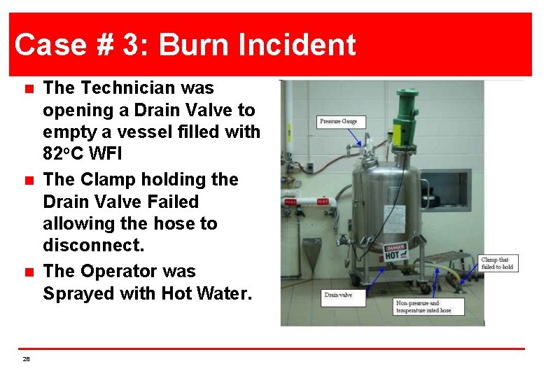 Case # 3: Burn Incident n n n 28 The Technician was opening a