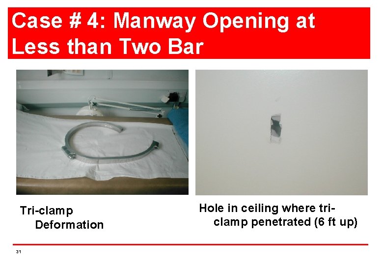 Case # 4: Manway Opening at Less than Two Bar Tri-clamp Deformation 31 Hole