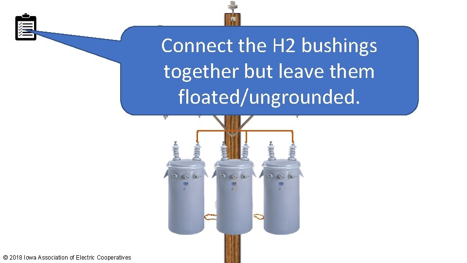 Connect the H 2 bushings together but leave them floated/ungrounded. © 2018 Iowa Association