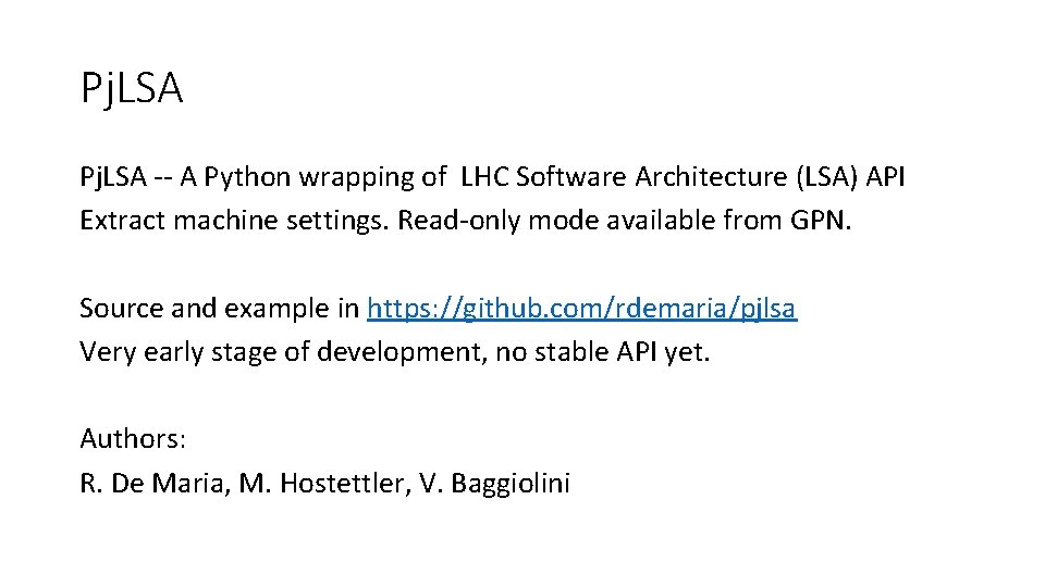 Pj. LSA -- A Python wrapping of LHC Software Architecture (LSA) API Extract machine