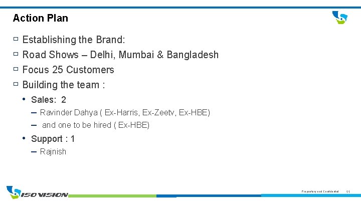 Action Plan Establishing the Brand: Road Shows – Delhi, Mumbai & Bangladesh Focus 25