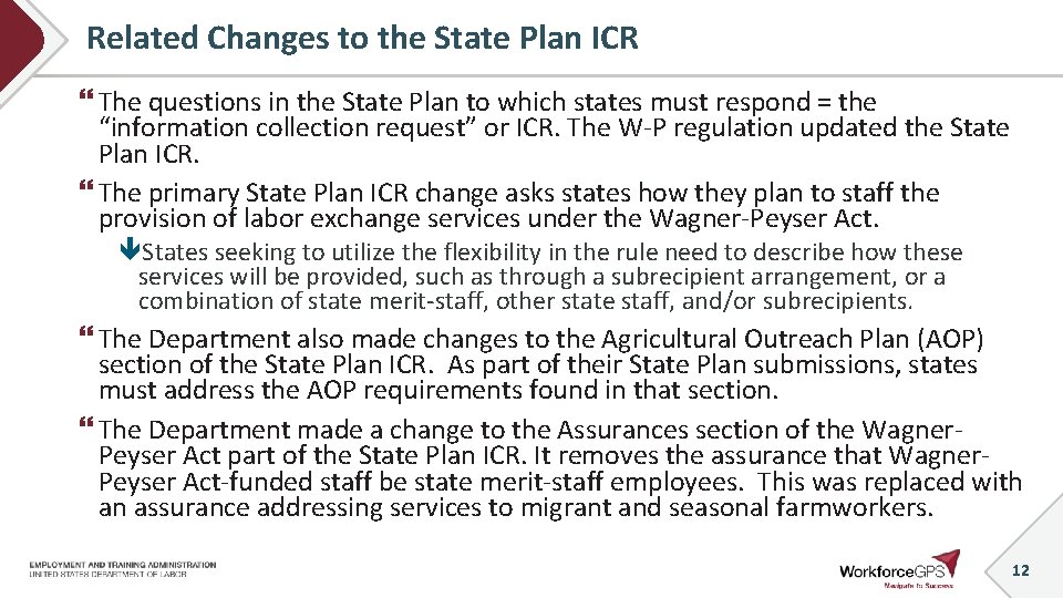 Related Changes to the State Plan ICR The questions in the State Plan to
