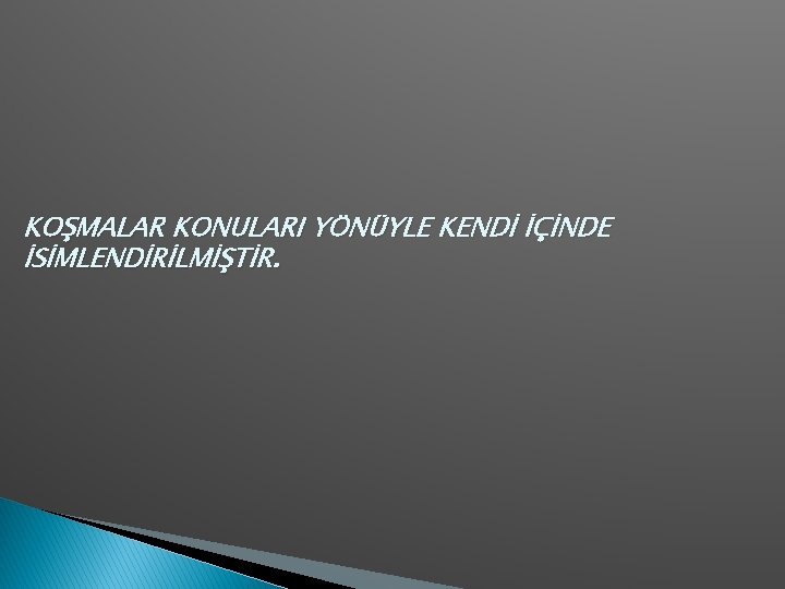 KOŞMALAR KONULARI YÖNÜYLE KENDİ İÇİNDE İSİMLENDİRİLMİŞTİR. 