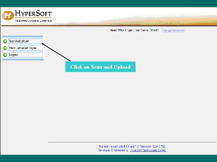 Click on Scan and Upload 