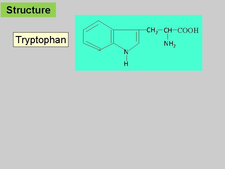 Structure CH 2 CH COOH Tryptophan N H NH 2 