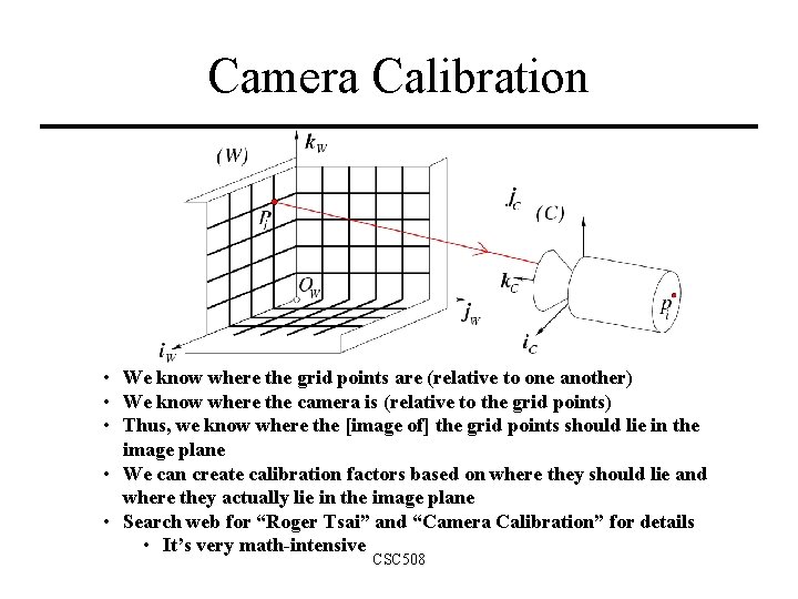 Camera Calibration • We know where the grid points are (relative to one another)