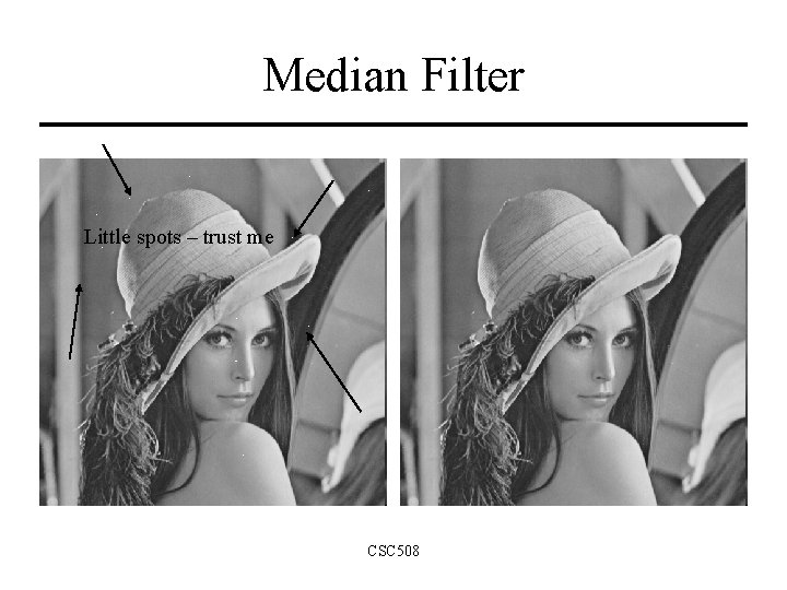 Median Filter Little spots – trust me CSC 508 