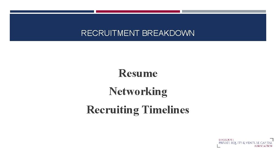 RECRUITMENT BREAKDOWN Resume Networking Recruiting Timelines 