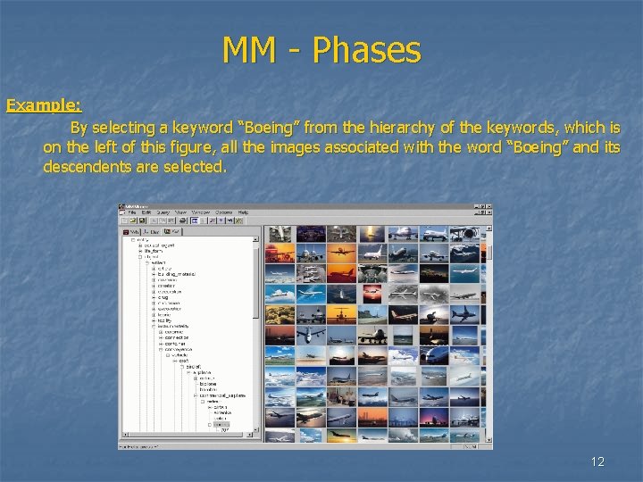 MM - Phases Example: By selecting a keyword “Boeing” from the hierarchy of the