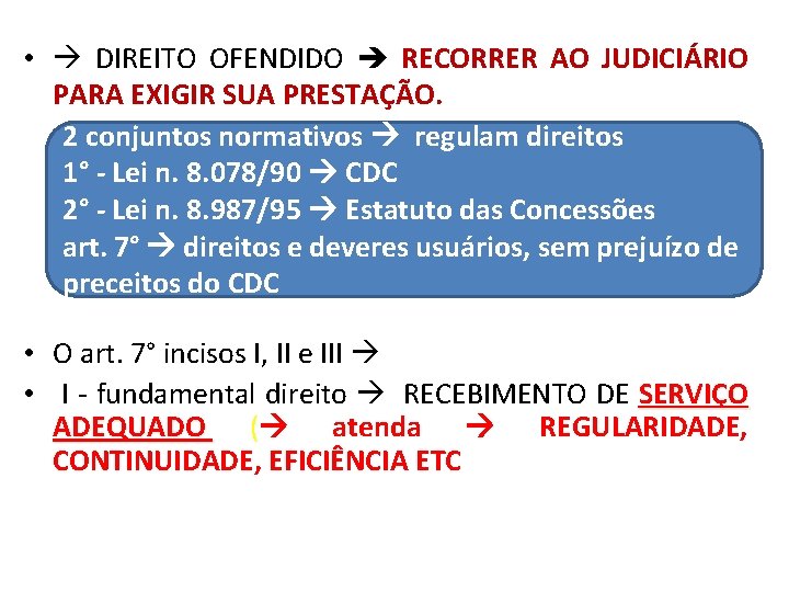  • DIREITO OFENDIDO RECORRER AO JUDICIÁRIO PARA EXIGIR SUA PRESTAÇÃO. 2 conjuntos normativos