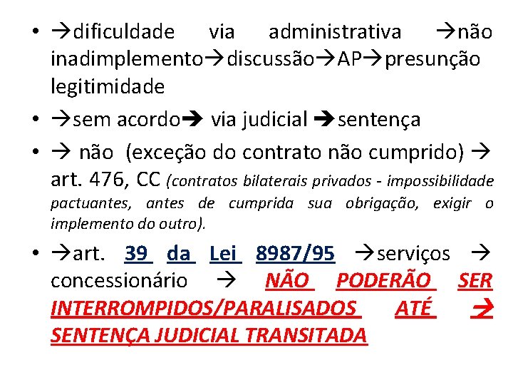  • dificuldade via administrativa não inadimplemento discussão AP presunção legitimidade • sem acordo