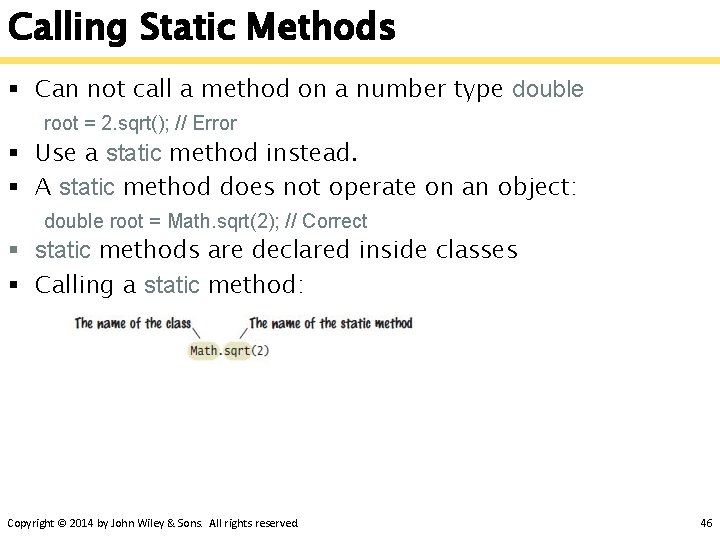 Calling Static Methods § Can not call a method on a number type double