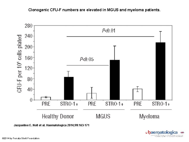 Clonogenic CFU-F numbers are elevated in MGUS and myeloma patients. Jacqueline E. Noll et