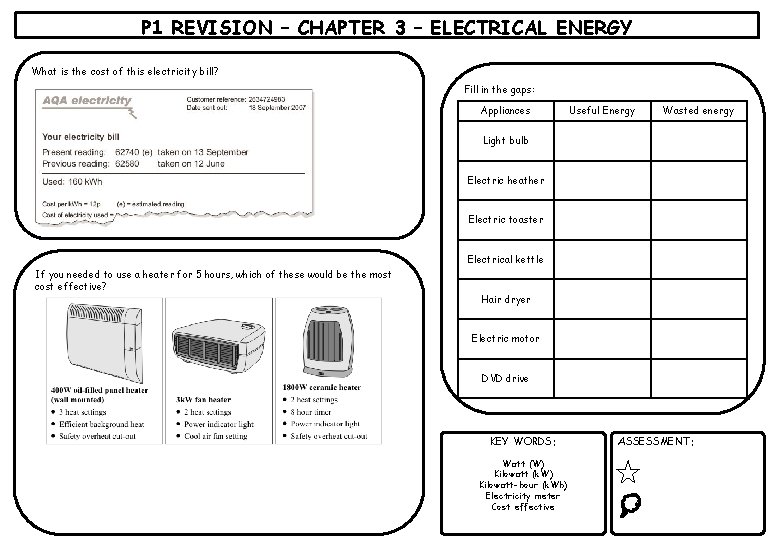 P 1 REVISION – CHAPTER 3 – ELECTRICAL ENERGY What is the cost of