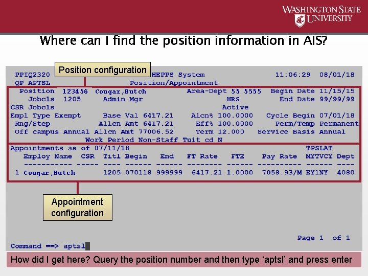 Where can I find the position information in AIS? Position configuration 123456 Cougar, Butch
